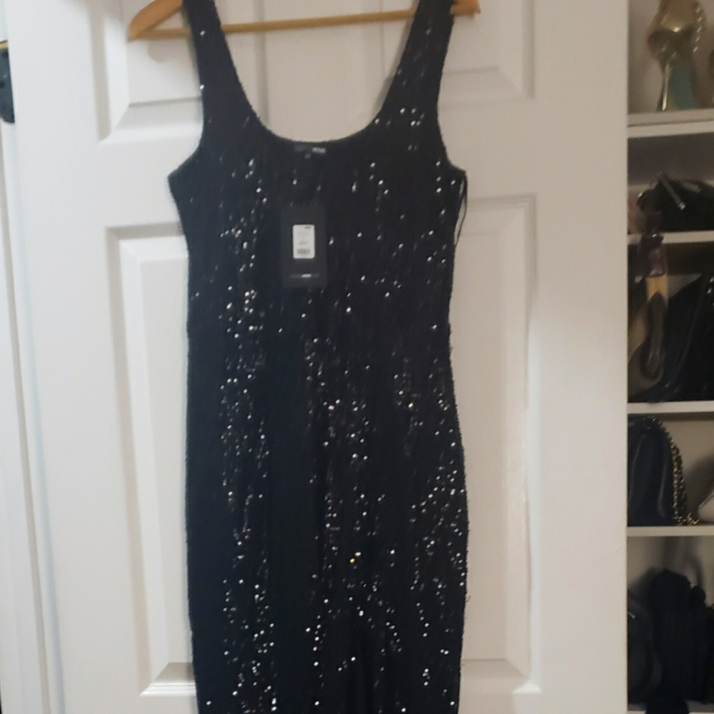 Maxi sequence black dress